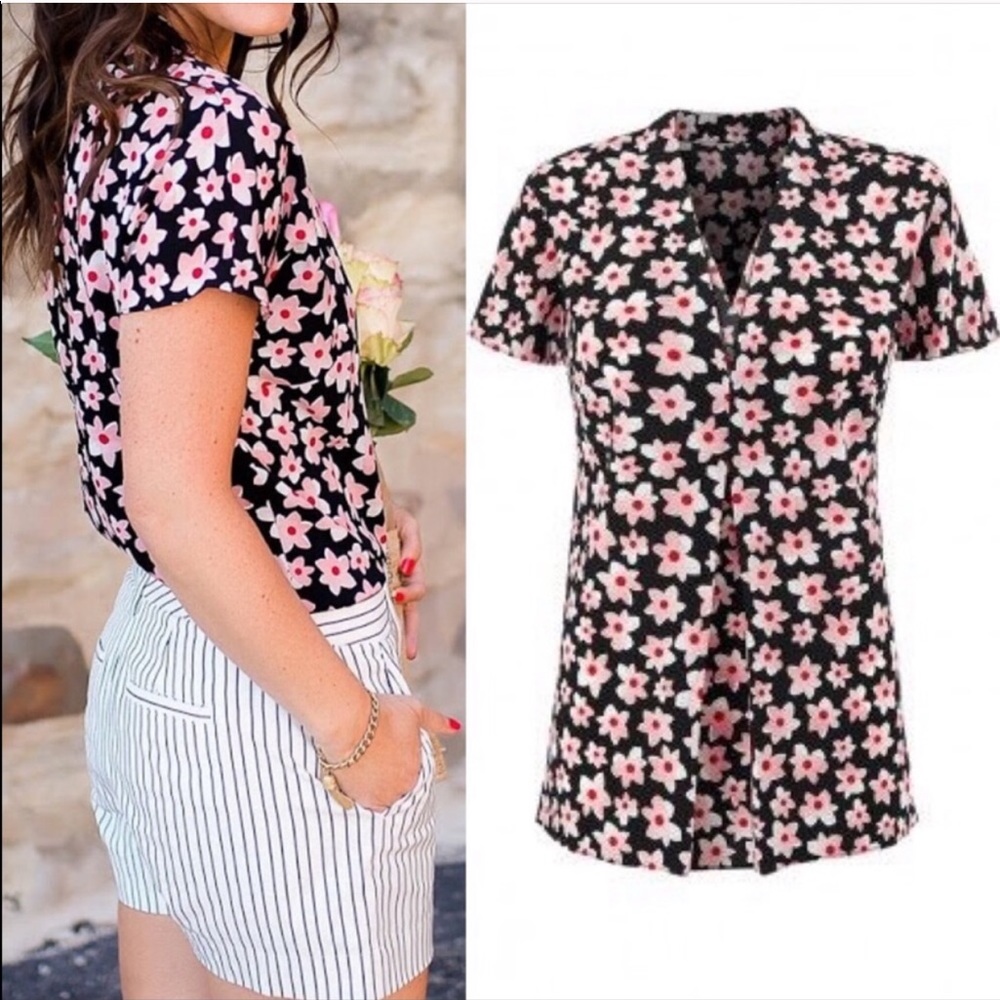 Cabi 5347 Harmony Floral Printed Pleated Tunic Top